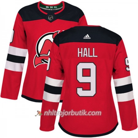 Dame Ishockey New Jersey Devils Tröja Taylor Hall 9 Adidas 2017-2018 Röd Authentic